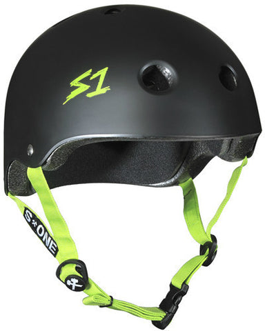 S1 Lifer Helmet - Black Matte w/ Green Straps